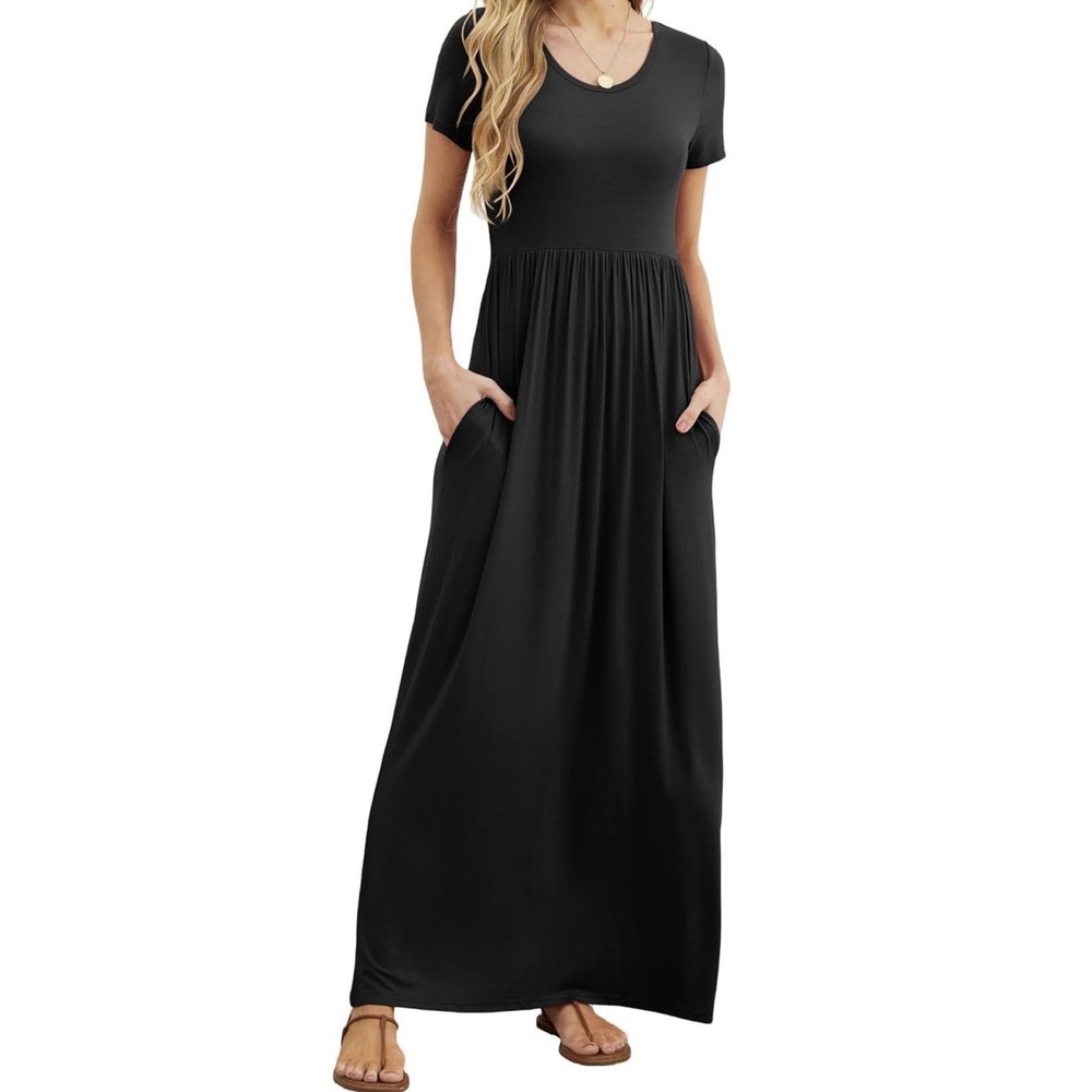 Grecerelle Women's Summer Vacation‎ Maxi Dress Black Classic XL NEW